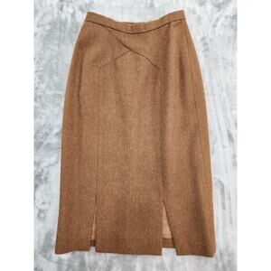 Vintage 70s Neiman Marcus Anne Klein Wool Pencil Skirt Lot Size 8 Brown Lined